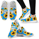 Blue Sunflower Pattern Print Mesh Knit Shoes GearFrost