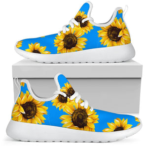 Blue Sunflower Pattern Print Mesh Knit Shoes GearFrost