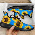 Blue Sunflower Pattern Print Mesh Knit Shoes