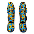 Blue Sunflower Pattern Print Muay Thai Shin Guards