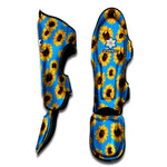 Blue Sunflower Pattern Print Muay Thai Shin Guard