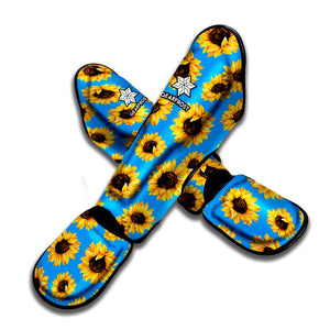 Blue Sunflower Pattern Print Muay Thai Shin Guard