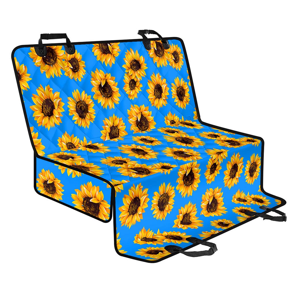 Blue Sunflower Pattern Print Pet Car Back Seat Cover