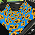 Blue Sunflower Pattern Print Pet Car Back Seat Cover