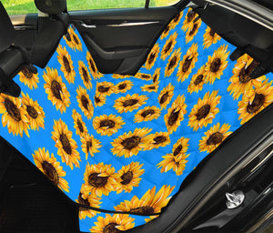 Blue Sunflower Pattern Print Pet Car Back Seat Cover