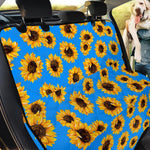 Blue Sunflower Pattern Print Pet Car Back Seat Cover