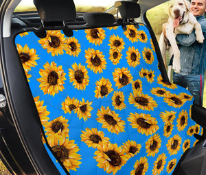 Blue Sunflower Pattern Print Pet Car Back Seat Cover