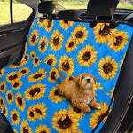 Blue Sunflower Pattern Print Pet Car Back Seat Cover