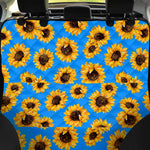 Blue Sunflower Pattern Print Pet Car Back Seat Cover