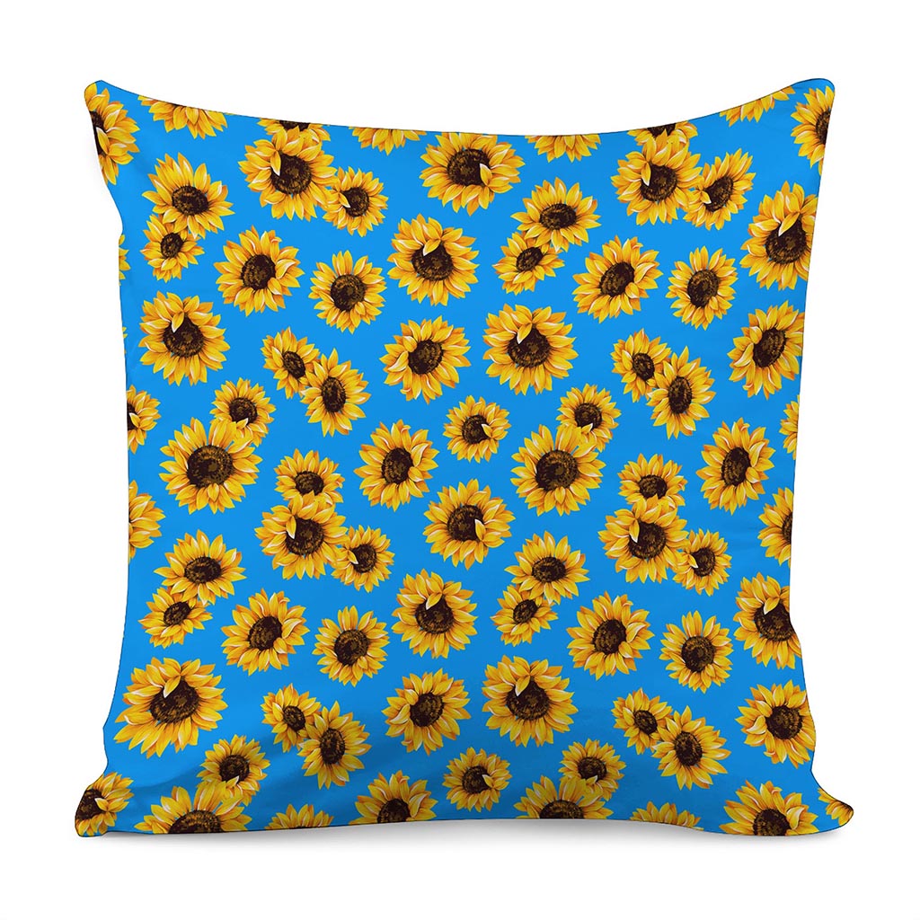 Blue Sunflower Pattern Print Pillow Cover