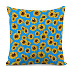 Blue Sunflower Pattern Print Pillow Cover