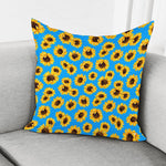 Blue Sunflower Pattern Print Pillow Cover