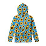 Blue Sunflower Pattern Print Pullover Hoodie