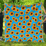 Blue Sunflower Pattern Print Quilt