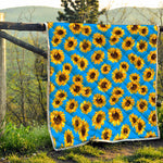 Blue Sunflower Pattern Print Quilt