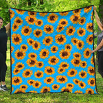 Blue Sunflower Pattern Print Quilt