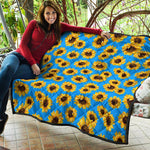 Blue Sunflower Pattern Print Quilt