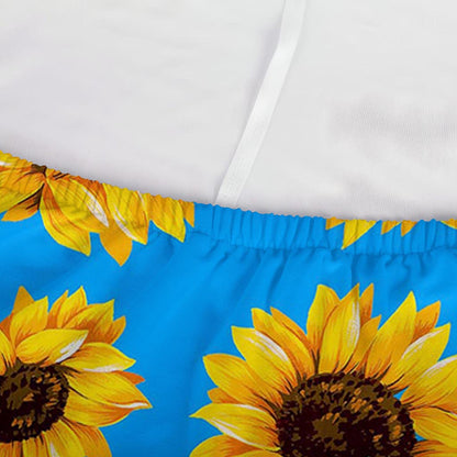 Blue Sunflower Pattern Print Sofa Cover