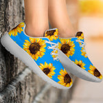 Blue Sunflower Pattern Print Sport Shoes GearFrost