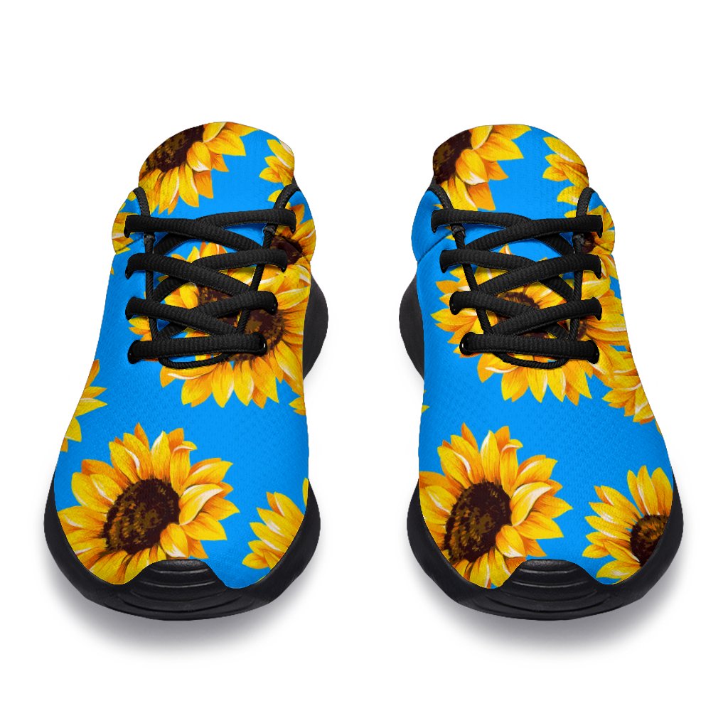 Blue Sunflower Pattern Print Sport Shoes GearFrost