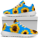 Blue Sunflower Pattern Print Sport Shoes GearFrost