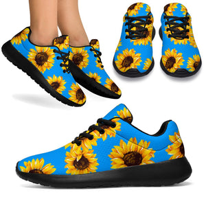 Blue Sunflower Pattern Print Sport Shoes GearFrost