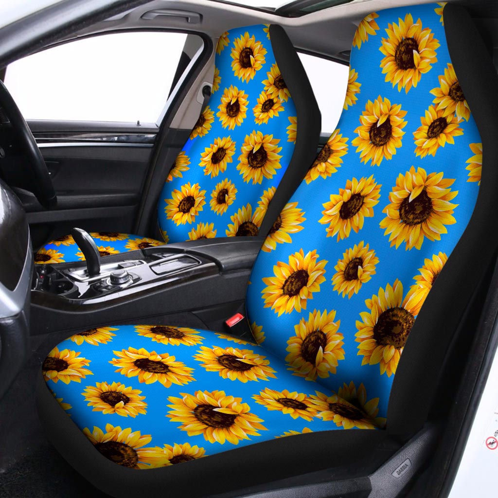 Blue Sunflower Pattern Print Universal Fit Car Seat Covers