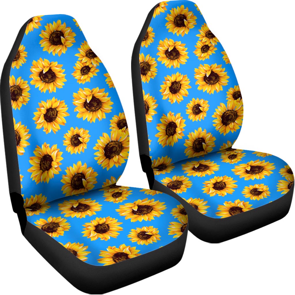 Blue Sunflower Pattern Print Universal Fit Car Seat Covers