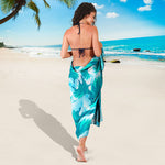 Blue Surfing Wave Pattern Print Beach Sarong Wrap