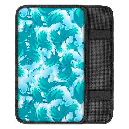 Blue Surfing Wave Pattern Print Car Center Console Cover