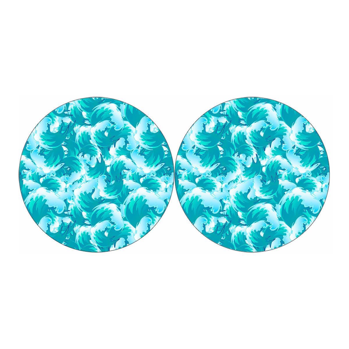 Blue Surfing Wave Pattern Print Car Coasters