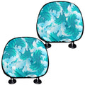 Blue Surfing Wave Pattern Print Car Headrest Covers