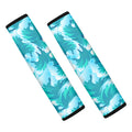 Blue Surfing Wave Pattern Print Car Seat Belt Covers