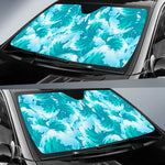 Blue Surfing Wave Pattern Print Car Sun Shade GearFrost