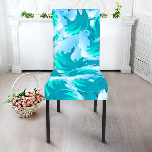 Blue Surfing Wave Pattern Print Dining Chair Slipcover