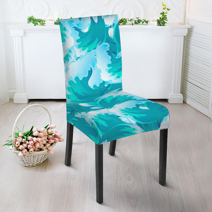 Blue Surfing Wave Pattern Print Dining Chair Slipcover