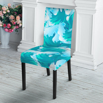 Blue Surfing Wave Pattern Print Dining Chair Slipcover