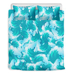 Blue Surfing Wave Pattern Print Duvet Cover Bedding Set