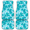 Blue Surfing Wave Pattern Print Front and Back Car Floor Mats