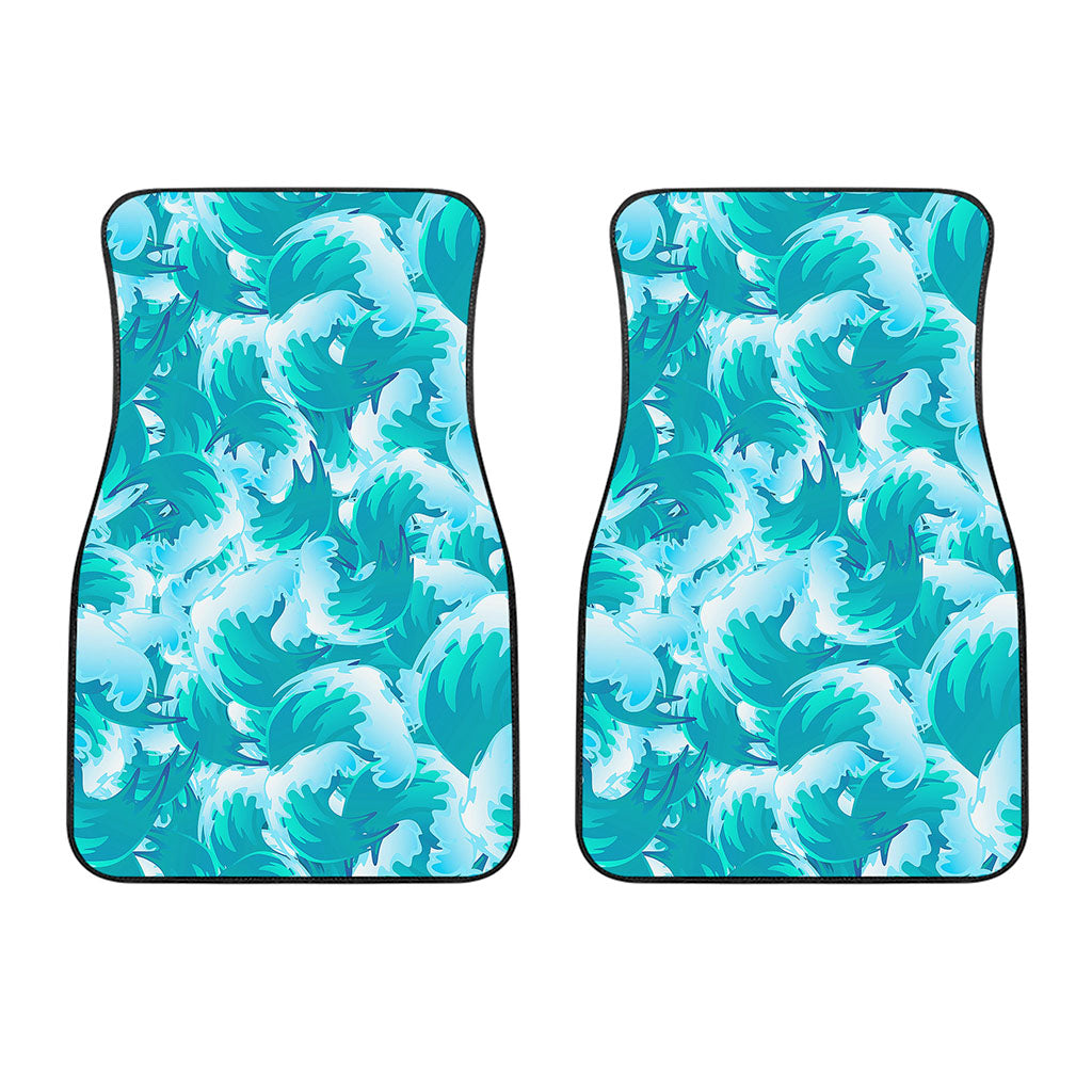 Blue Surfing Wave Pattern Print Front Car Floor Mats