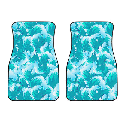 Blue Surfing Wave Pattern Print Front Car Floor Mats