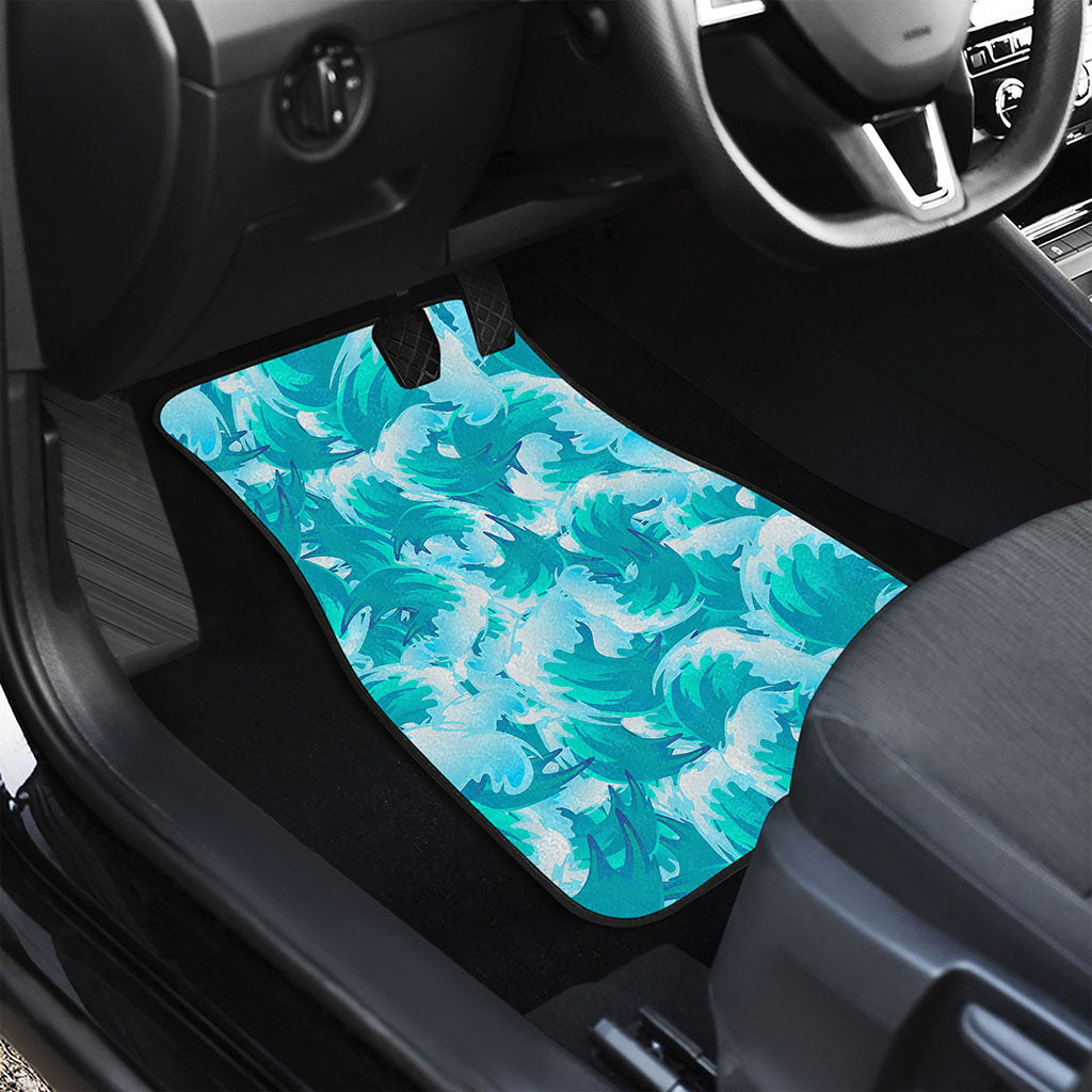 Blue Surfing Wave Pattern Print Front Car Floor Mats