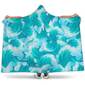 Blue Surfing Wave Pattern Print Hooded Blanket