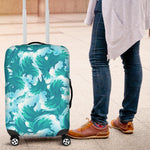 Blue Surfing Wave Pattern Print Luggage Cover GearFrost