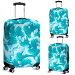 Blue Surfing Wave Pattern Print Luggage Cover GearFrost