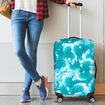Blue Surfing Wave Pattern Print Luggage Cover GearFrost