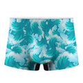 Blue Surfing Wave Pattern Print Men's Boxer Briefs