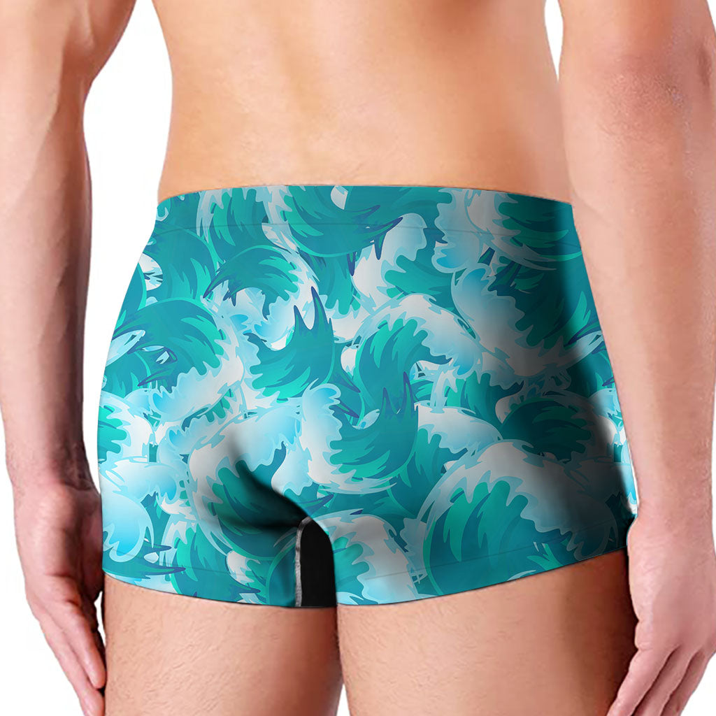 Blue Surfing Wave Pattern Print Men's Boxer Briefs