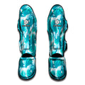 Blue Surfing Wave Pattern Print Muay Thai Shin Guards