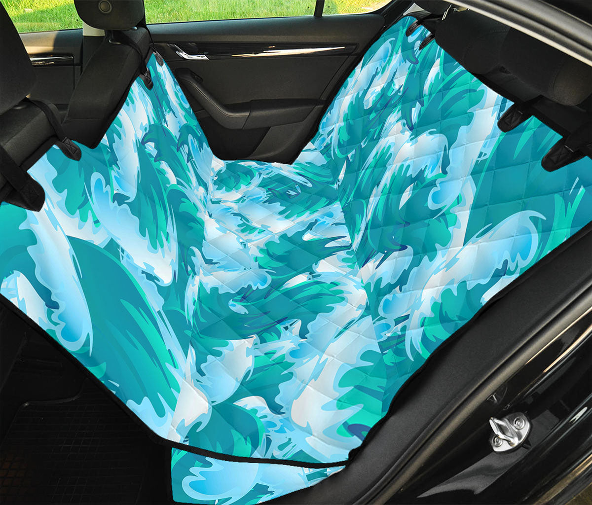 Blue Surfing Wave Pattern Print Pet Car Back Seat Cover